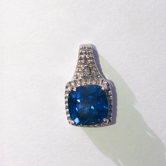 Sapphire and diamond ring and pendant set in silver - Picture 5 of 7